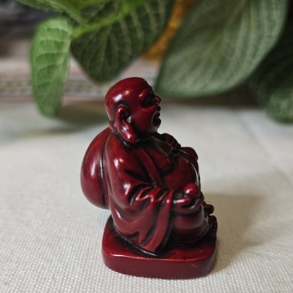 Red Laughing Buddha Figurine - Picture 3 of 7